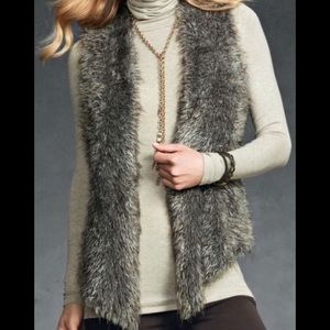 Cabi Alpaca Mohair Vest Faux Fur Front Knit Back